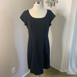 CAbi Cap Short Sleeve Black Shift Dress Size 10